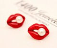 boucles d'oreille bouche rouge